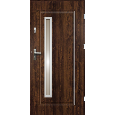 Drzwi zewnętrzne DEDAL stopsol inox orzech 90 prawe RADEX