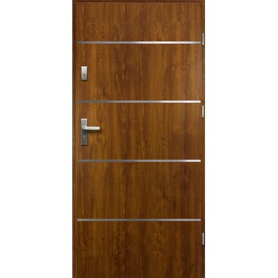 Drzwi zewnętrzne ATENA pełne inox złoty dąb 90 prawe RADEX