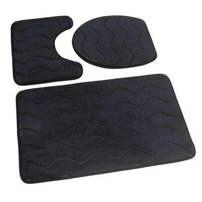 Dywanik łazienkowy SUMBA kpl 3 szt. czarny 45x75+45x35+35x44 Euromat