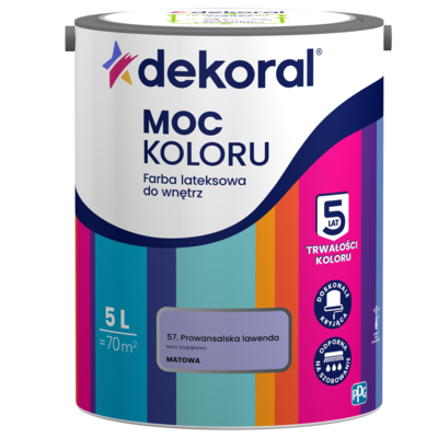 Dekoral Farba lateksowa do wnętrz MOC KOLORU Prowansalska lawenda 5 l