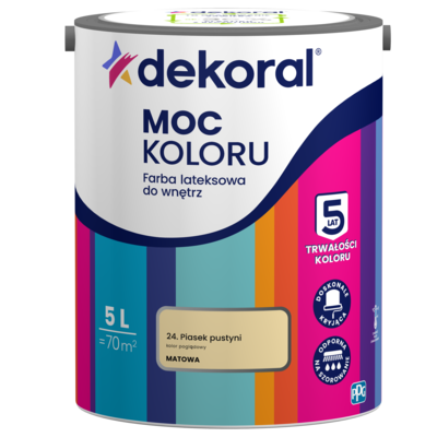 Dekoral Farba lateksowa do wnętrz MOC KOLORU Piasek pustyni 5 l