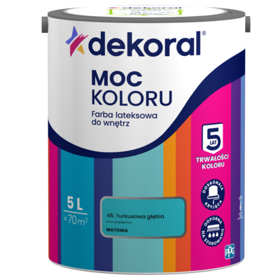 Dekoral Farba lateksowa do wnętrz MOC KOLORU Turkusowa głębia 5 l