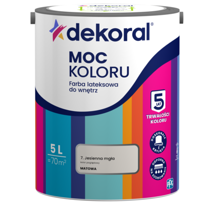 Dekoral Farba lateksowa do wnętrz MOC KOLORU Jesienna mgła 5 l