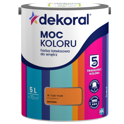 Dekoral Farba lateksowa do wnętrz MOC KOLORU Tutti-frutti 5 l