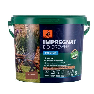 DRAGON Impregnat akrylowy do drewna PREMIUM 5 l kasztan