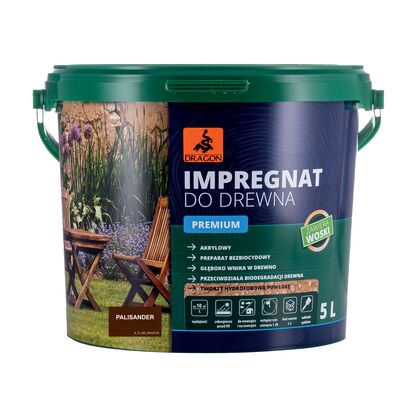 DRAGON Impregnat akrylowy do drewna PREMIUM 5 l palisander