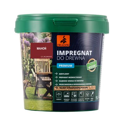 DRAGON Impregnat akrylowy do drewna PREMIUM 1 l mahoń