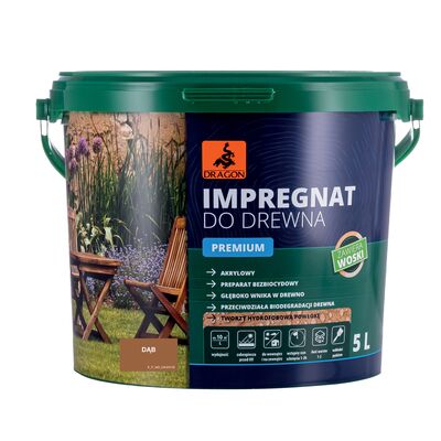 DRAGON Impregnat akrylowy do drewna PREMIUM 5 l dąb