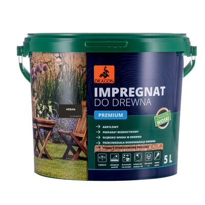 DRAGON Impregnat akrylowy do drewna PREMIUM 5 l heban