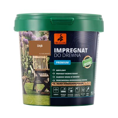 DRAGON Impregnat akrylowy do drewna PREMIUM 1 l dąb