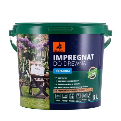 DRAGON Impregnat akrylowy do drewna PREMIUM 5 l biały