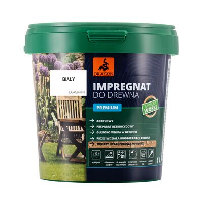 DRAGON Impregnat akrylowy do drewna PREMIUM 1 l BIAŁY
