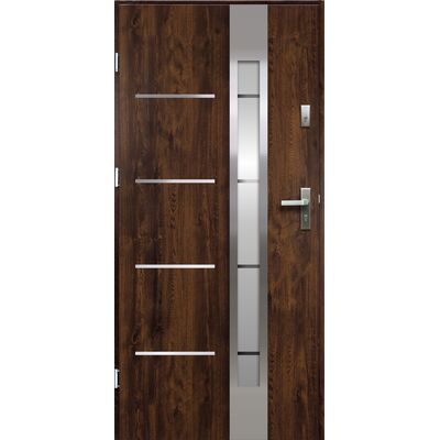 Drzwi zewnętrzne LUNA lak-pas inox orzech 90 lewe RADEX