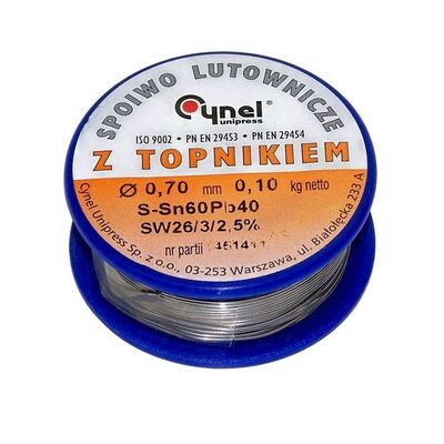 Spoiwo lutownicze 0,25 kg na szpulce 1,5 mm 50% Cynel