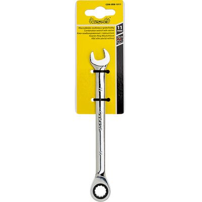 Klucz płasko-oczkowy z grzechotką 72T 11 mm Drel