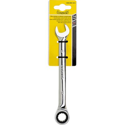Klucz płasko-oczkowy z grzechotką 72T 14 mm Drel