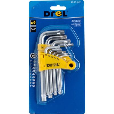 Drel Klucz Torx z otworem T10-50 Cr-V komplet 9 szt.
