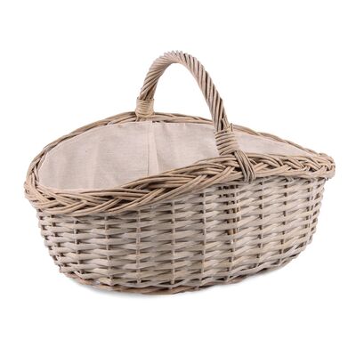 Koszyk wiklinowy z materiałem szary 36 x 29 x 11/16/24 cm