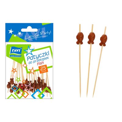 Patyczki do przekąsek FISH 9 cm 25 sztuk