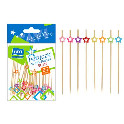 Patyczki do przekąsek STARS 9 cm 25 sztuk