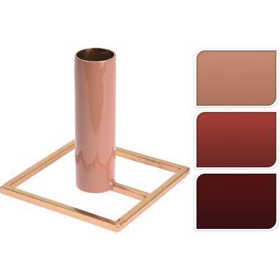 Świecznik metalowy 9 cm bordo/złoty