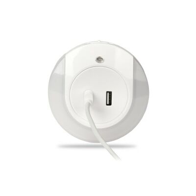 Lampka nocna wtykowa 0,4W 15lm z czujnikiem zmierzchu 2xUSB Elektro