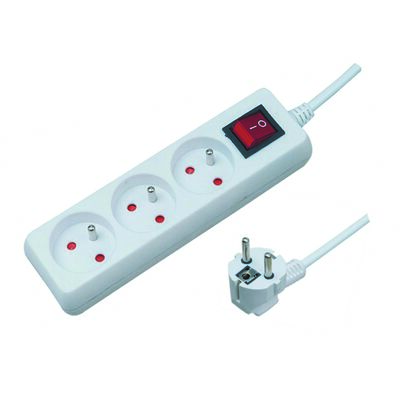 Przedłużacz 3 gniazda 3 m z uziemieniem z przesłonami gniazd z włącznikiem biały ELEKTRO