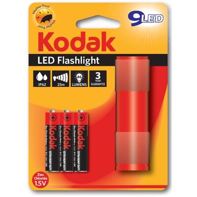 Latarka 9-LED + 3 Bateria AAA czerwona KODAK