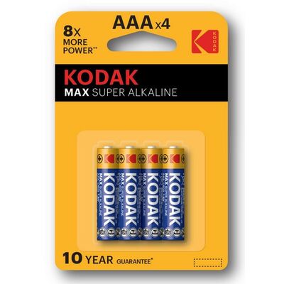 Bateria AAA/LR03 1,5 V KODAK MAX SUPER ALKALINE 4 szt.