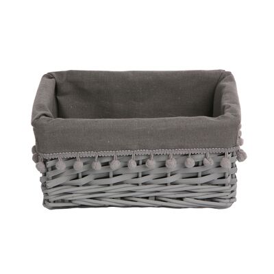 Koszyk szary z pomponami 30 x 21 x 13 cm szary