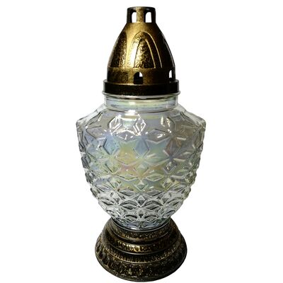 Znicz szklany tęcza 200g LW L-2700 33 cm