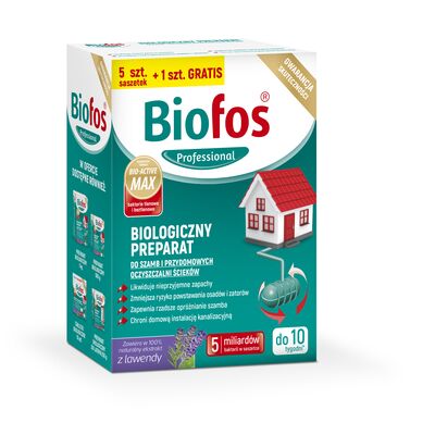 Biologiczny preparat do szamb i przydomowych oczyszczalni ścieków Biofos 5 sztuk + 1 gratis