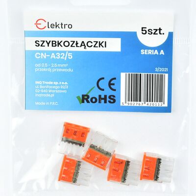 Szybkozłączka CN-A32 3x 0,5-2,5 mm drut (opk 5 szt)