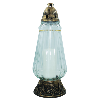 Znicz szklany L-1990 Korona z cyrkonią 35 cm bezbarwny