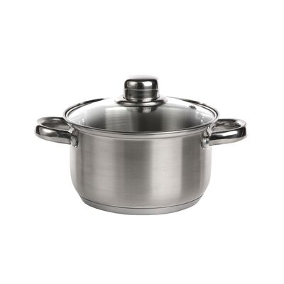 Garnek nierdzewny Fabio 1,9 l 16 cm ze szklaną pokrywą srebrny