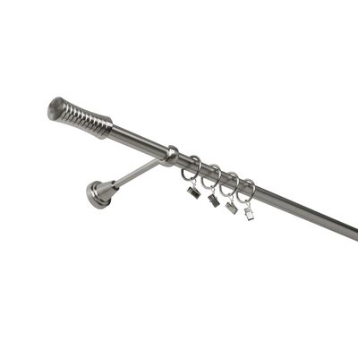 Karnisz pojedynczy 19 mm efekt stali 240 cm Cylinder żabka