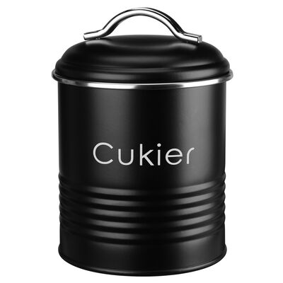 Pojemnik metalowy okrągły ALCANO CUKIER czarny