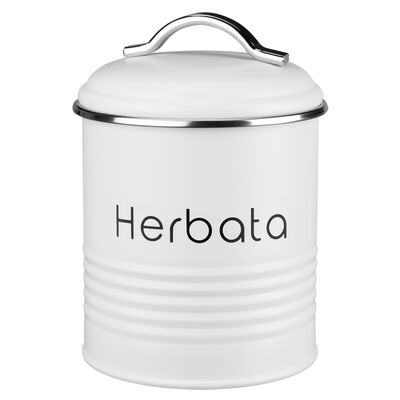Pojemnik metalowy okrągły ALCANO HERBATA biały