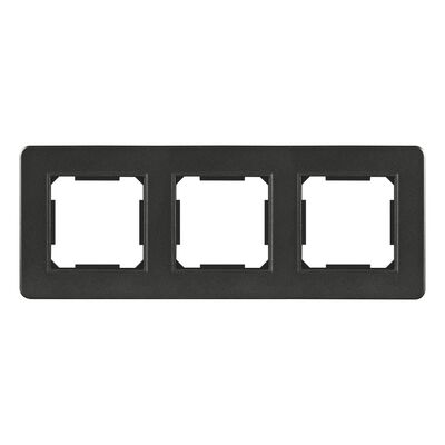 Ramka potrójna plastikowa czarna QUAD