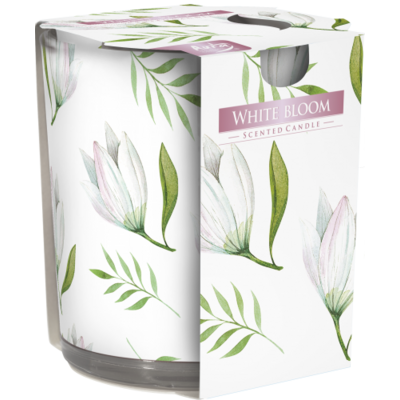 Świeca zapachowa w szkle SN72s Biały rozkwit Bispol