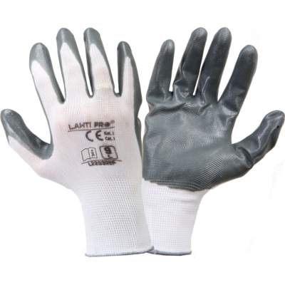 Rękawice nitrylowe szaro-białe L220308P 