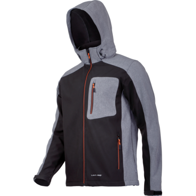 LAHTI PRO Kurtka softshell z kapturem czarno-szaro-pomarańczowa 