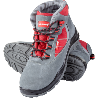 Trzewiki zamsz oxford szaro-czerwone S1P SRC 42 CE LAHTI PRO