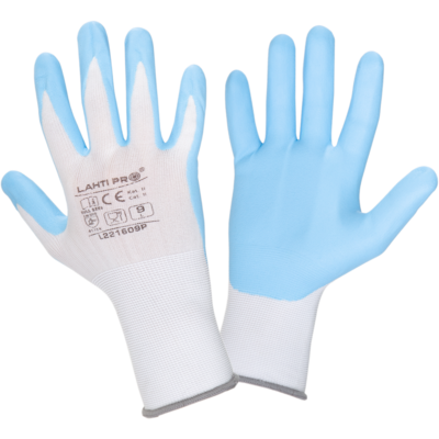 Rękawice nitrylowe biało-niebieskie L221609P 