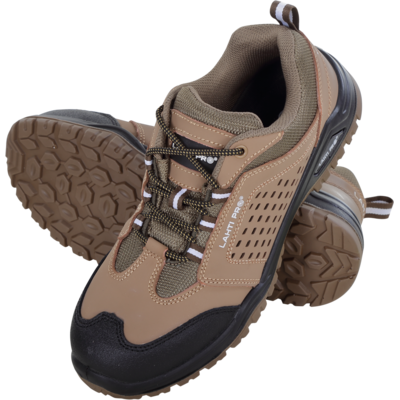 Półbuty nubukowe z otworami beżowo-czarne S1 SRA 44 CE LAHTI PRO