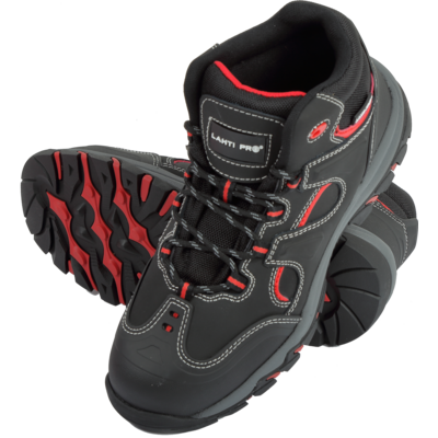 Trzewiki nubukowe czarno-czerwone S3 SRA 42 CE LAHTI PRO
