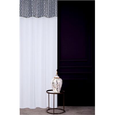 Firana Antique Chic LIGHT biało-czarna+złota 140 x 270 cm przelotki