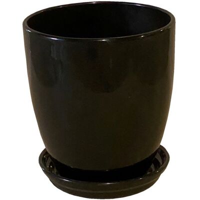 Doniczka Classic wysoka z podstawką 19 cm ceramiczna grafit