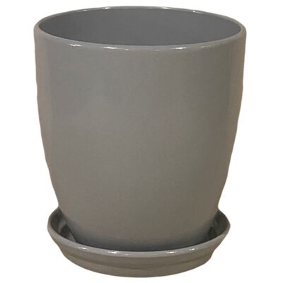 Doniczka Classic wysoka z podstawką 16 cm ceramiczna szara
