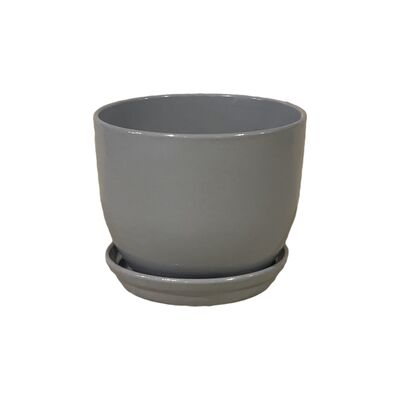 Doniczka Classic z podstawką 25 cm ceramiczna szara